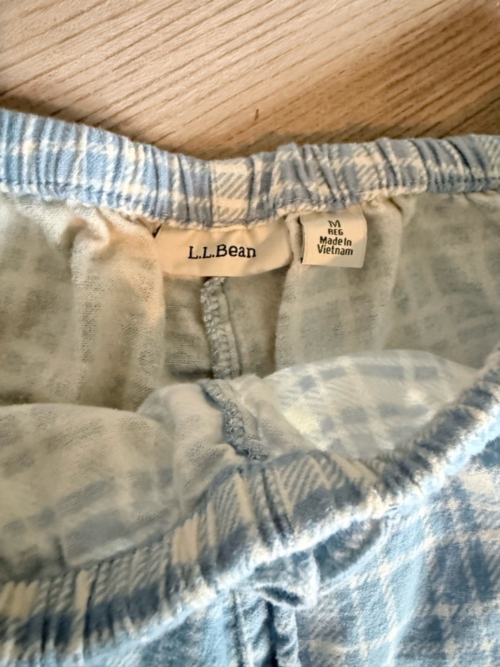 Vintage 100% cotton blue and white plaid LLBean flannel PJ Pants - Picture 4 of 5
